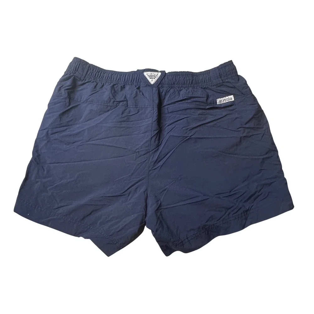Columbia Shorts Mens L Navy Blue PFG Backcast III Water Shorts Nylon Fishing 5in